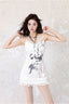 Lace Patch Satin Print Slim Halter Dress