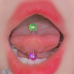 Titanium Steel Round Double Color Tongue Ring