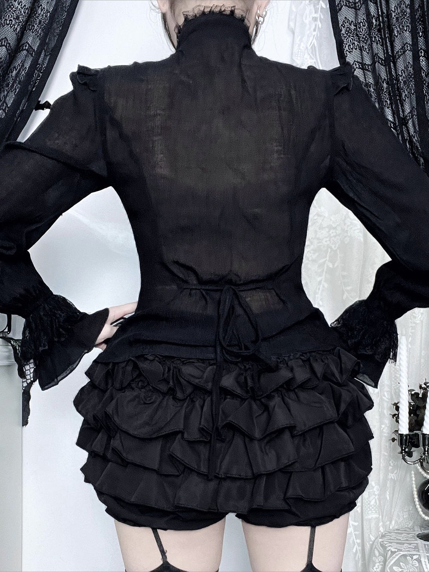Gothic Hollow Out Lace Blouse