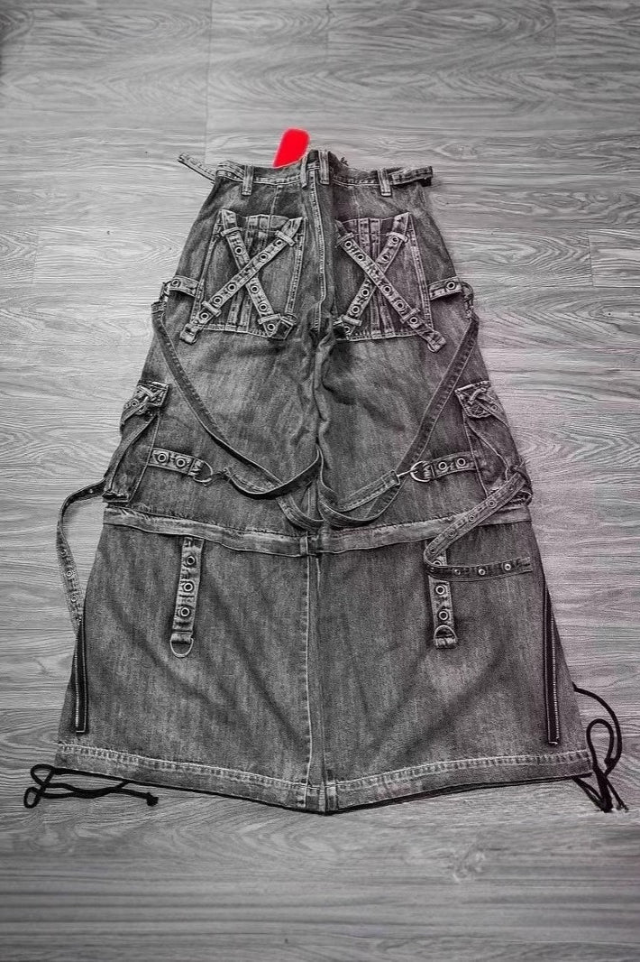Multi-Pocket Patchwork Wide Leg Cyber Cargo Pants Main image