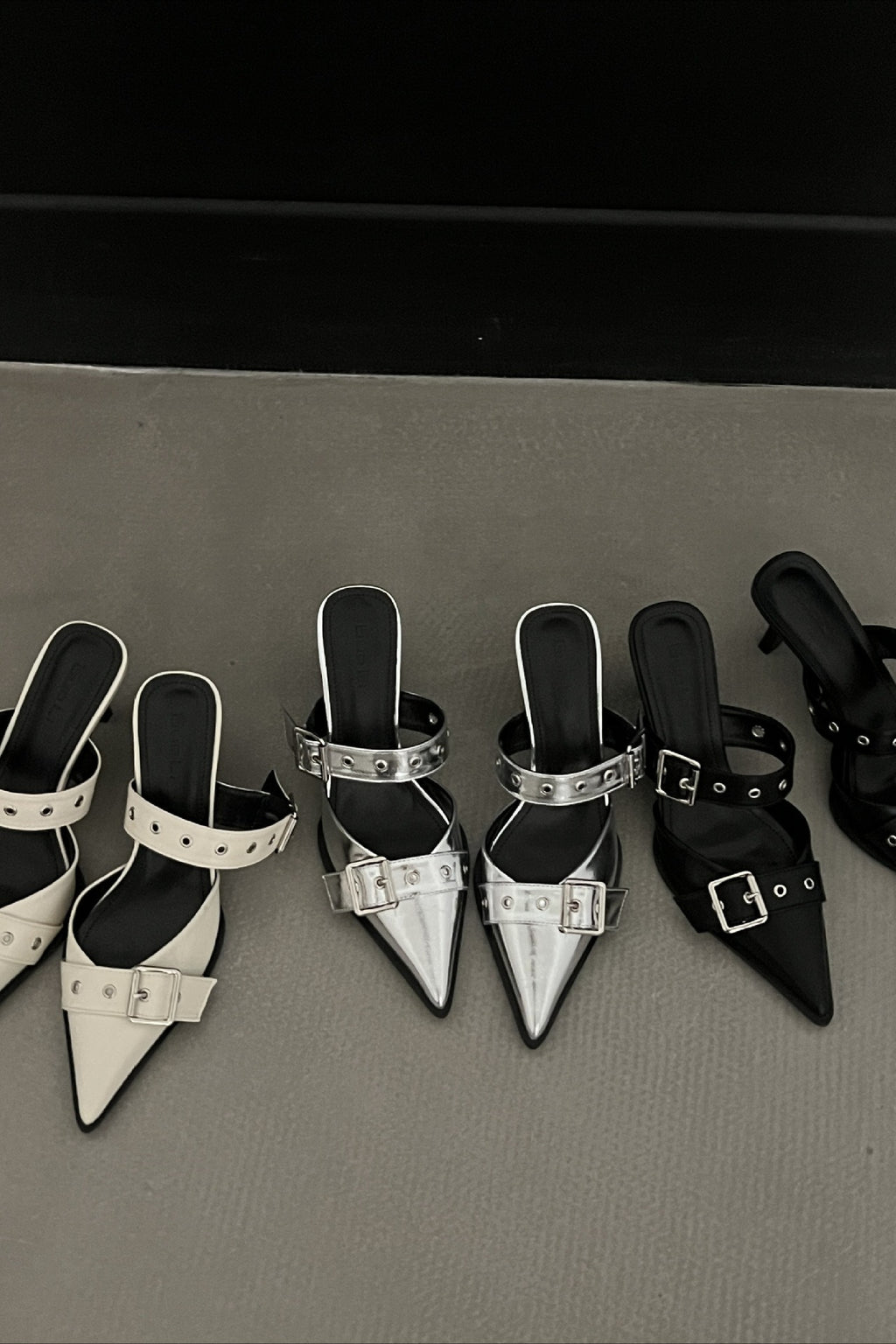 Multi-Buckle Slingback Kitten Heels