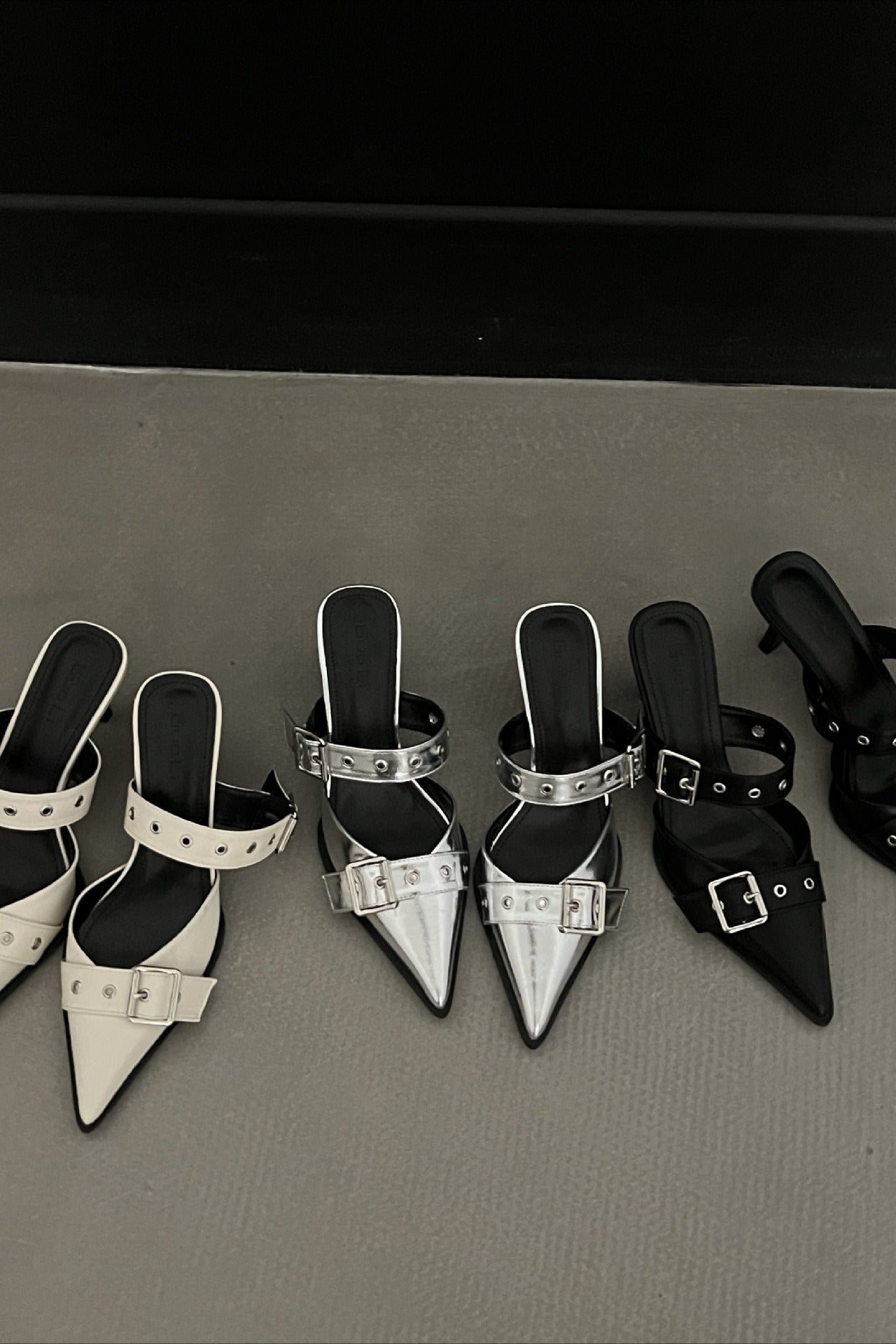 Multi-Buckle Slingback Kitten Heels