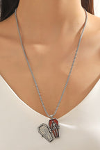 Gothic Coffin Red Enamel Necklace