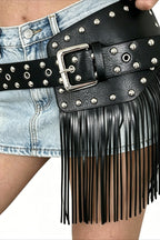 Y2K Elastic Tassel Studded Belt