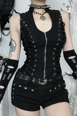 Dark Gothic Lace-up Zipper Corset