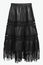 Tassel PU Leather Punk A-Line Slim Skirt