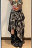 Y2K Alt Girl Tie-Dye Plaid Asymmetrical Tiered Maxi Skirt
