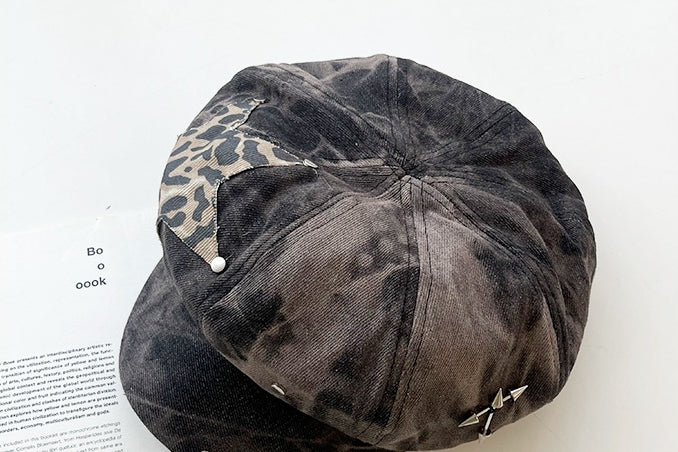 Y2K Vintage Washed Rivet Beret Hat
