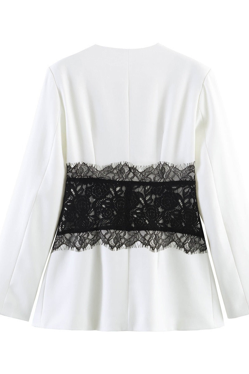 Contrast Lace Corset Panel Coats