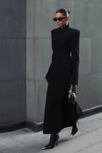 V-Neck Solid Slim Single-Breasted Coat
