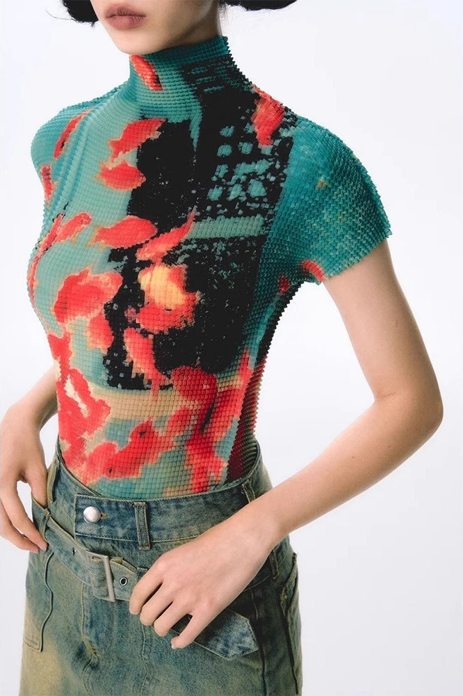 Millennium Goldfish Print Ruched Knit T-Shirt Main image
