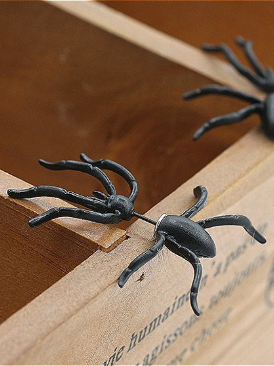 Punk Street Black Spider Earrings