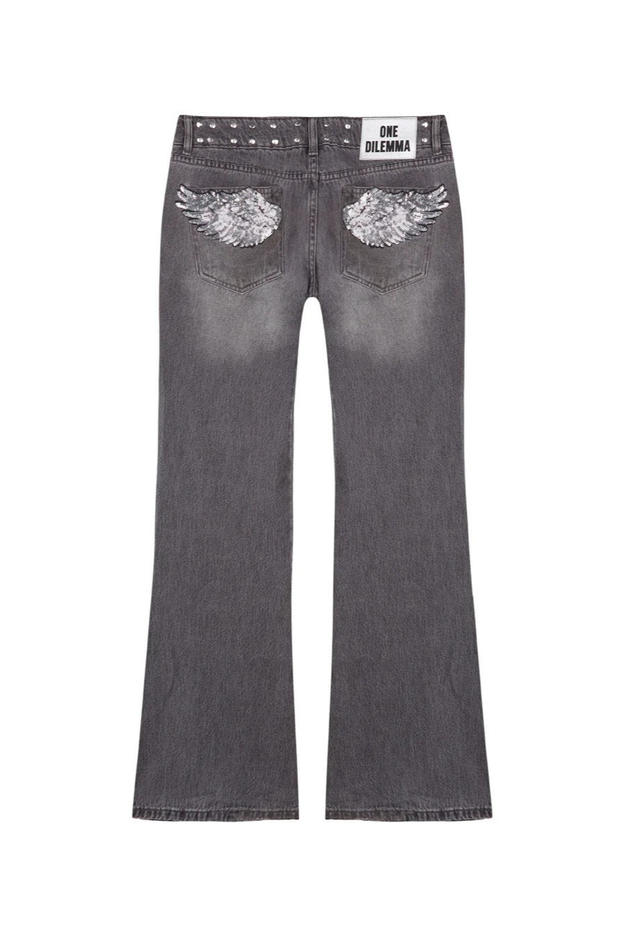 Y2K Wing Print Rhinestone Pants