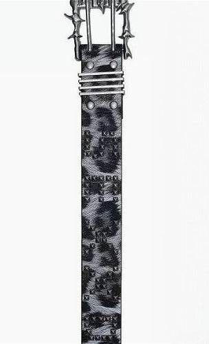 Leopard Print Studded Punk Belt