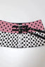 Contrast Polka Dot Pleated Belt Mini Skirt