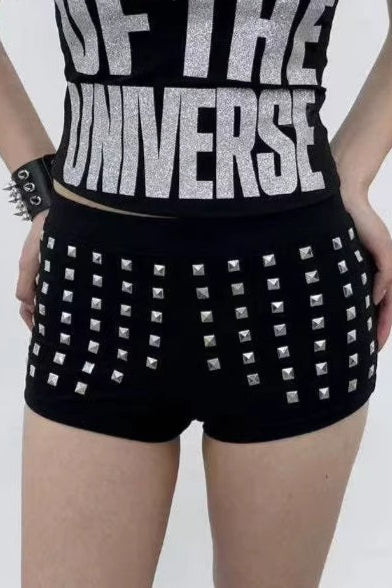 Studded Patchwork Bermuda Shorts