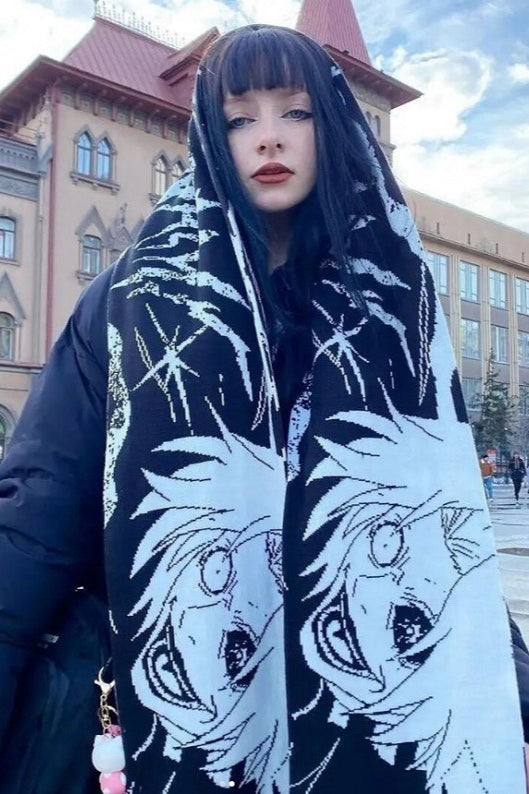 Anime Jacquard Reversible Dark Harajuku Warm Scarf Secondary image