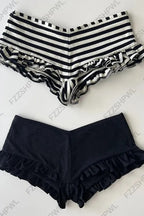 Striped Lace Trim Hot Pants