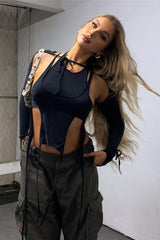 Cyber Long Sleeve Hooded Cami Top