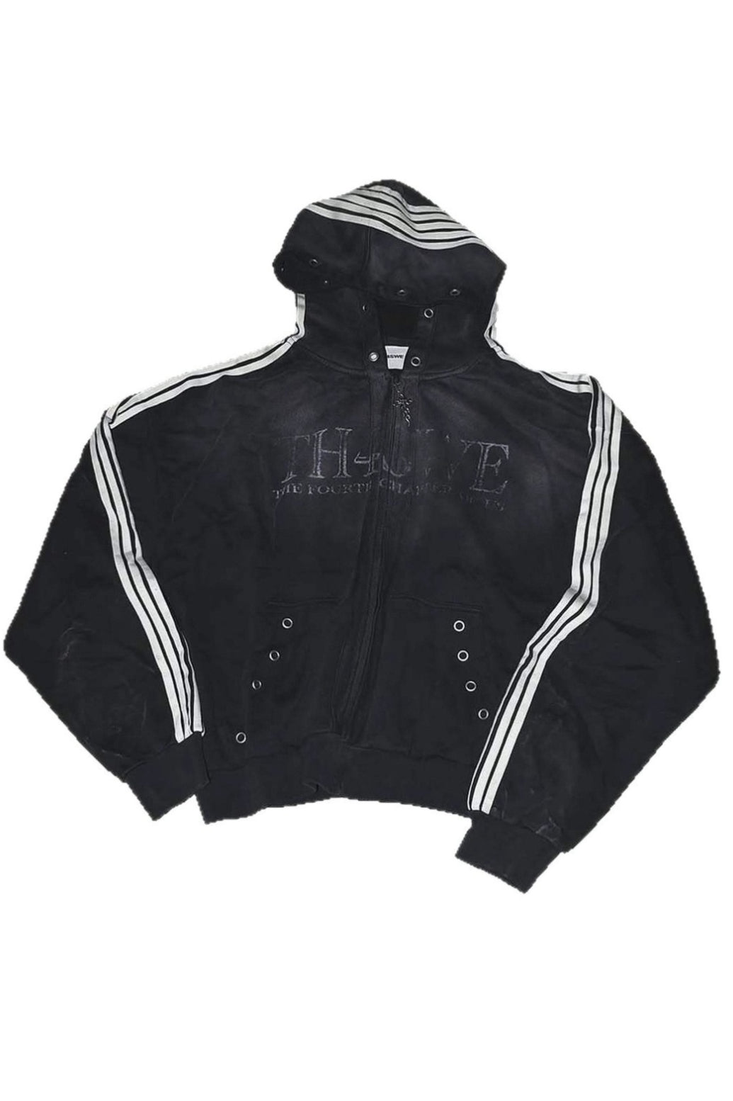 Stripe Sleeve Eyelet Hoodies
