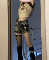 Star Patch Denim Short