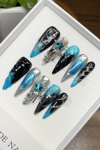 Blue Cat Eye Press On Nails