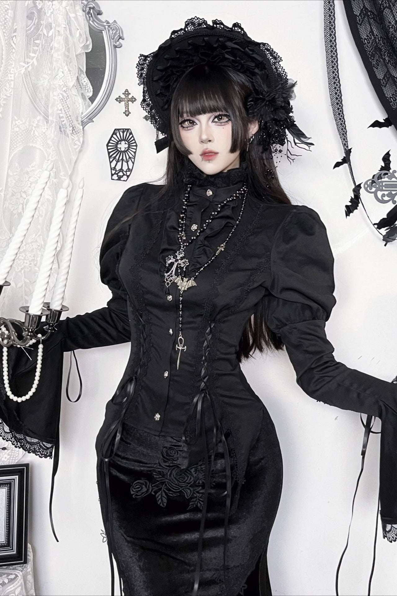 Versatile Dark Lolita Flare Sleeve Blouse Main image