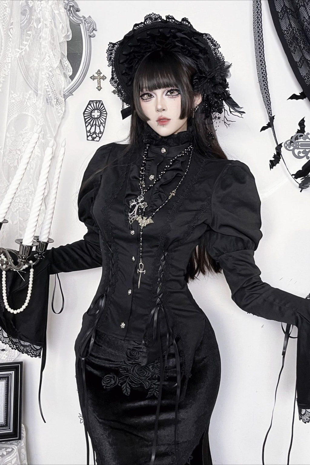 Versatile Dark Lolita Flare Sleeve Blouse