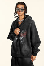 Gothic Oversized Zip-Up Hoodie