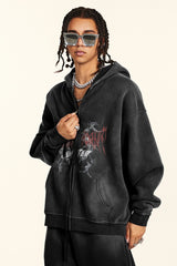 Gothic Oversized Zip-Up Hoodie