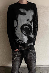 Waffle Knit Y2K Hip Hop Crew Neck Long Sleeve T-shirt