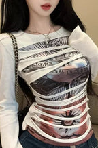 Edgy Cut Out Slim Fit Mesh Top