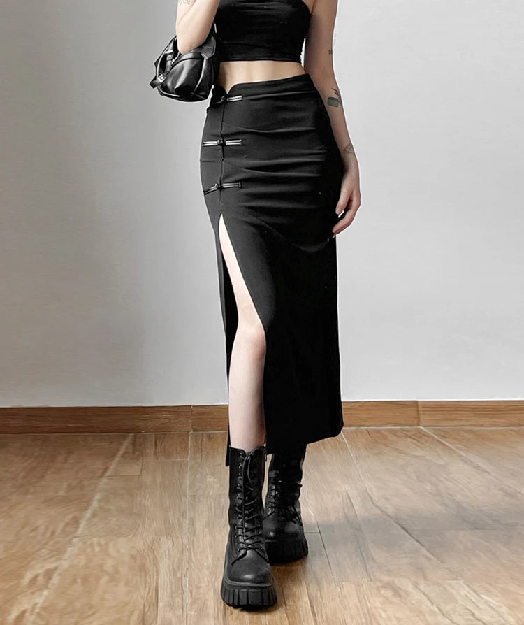 Split Casual All-Match Black Skirt Secondary image