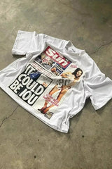 Y2K Alphabet Print Oversized T-shirt