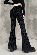Floral Jacquard Velvet Flare Pants