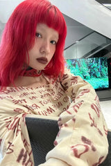 Y2K Grunge Letter Print Knit Top