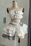 Belted Bandeau Skirt Set And Apron Dress