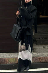 Black Printed Slim Fit Back Slit Bodycon Maxi Skirt