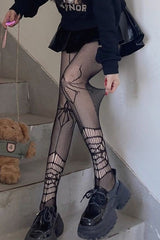 Gothic Spider Cutout Fishnet Slimming Tights
