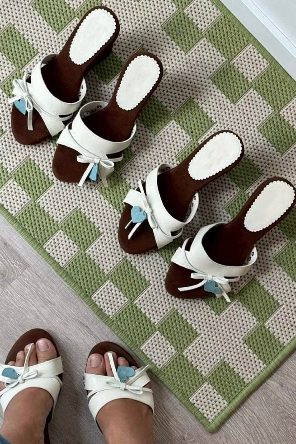 Butterfly Bow Block-Heel Mules
