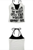 Color Block Printed Layered Slim Halter Top