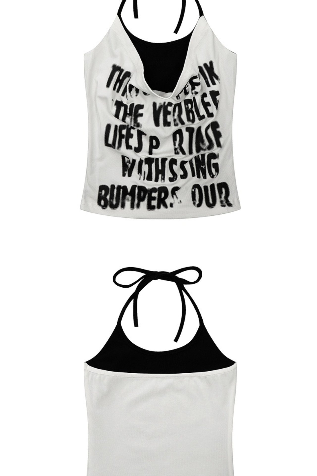 Color Block Printed Layered Slim Halter Top