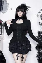 Retro Old-School Dark Blouse