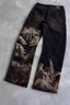 Vintage Print Loose Denim Pants