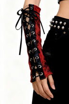 Tie Dye Lace Up Fingerless Gloves