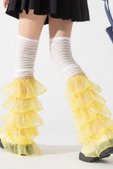 Y2K Edgy Lace Trim Slouch Leg Warmers