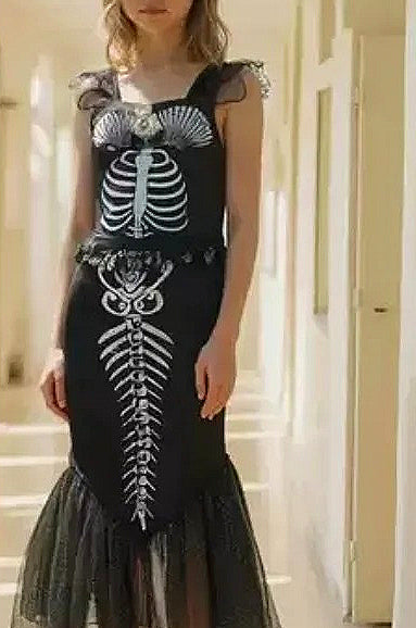 Skeleton Mermaid Dress Kid Halloween Secondary image