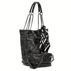 Gothic Skull Print Punk Scarf Decor Trendy Crossbody Tote Shoulder Bag Halloween