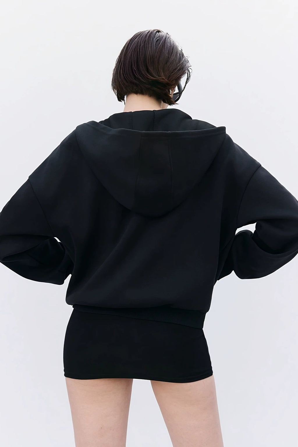 GothicPunkMetal Ring Cutout Zip Up Hoodie