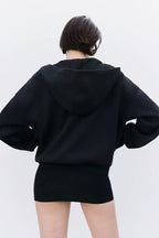 GothicPunkMetal Ring Cutout Zip Up Hoodie
